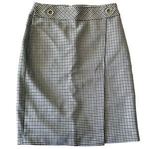 Y2K Clueless Skirt Houndstooth Pencil Midi Knee S 6 Lined H & M Grommet Preppy